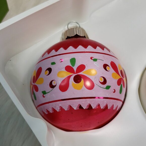 MARTHA STEWART Pink Christmas Gift / Tree Ornaments : Set Of 5 w/ box retro - Picture 4 of 10